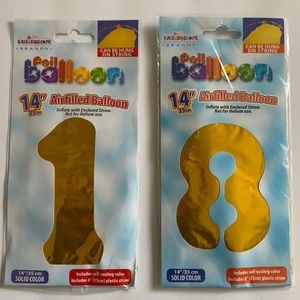 14inch/35cm Gold Foil 1 and 8 Air Filled Only Balloons